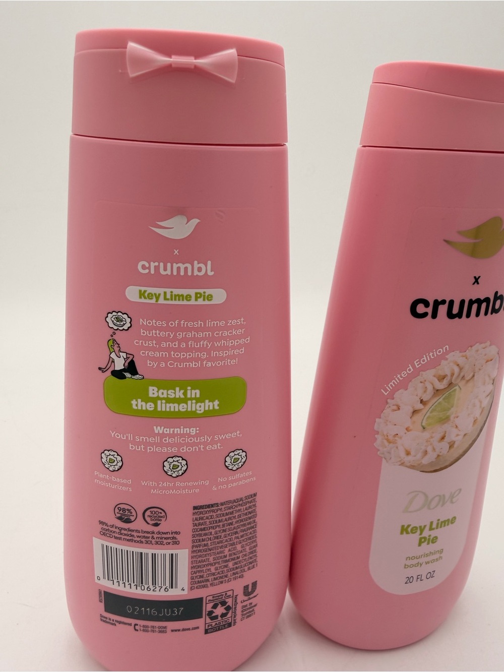 2 Pack Dove x Crumbl Key Lime Pie Nourishing Body Wash - Pink - Picture 3 of 7